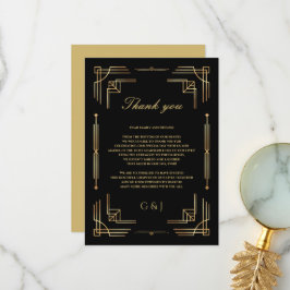 Art deco bruiloft luxe bruiloft bedankkaart
