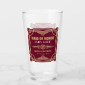 Art Deco Bruiloft Maid of Honor Goud Bourgondië Fa Glas (Voorkant)