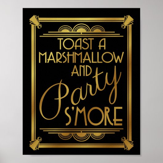 art deco bruiloft , meer feestbord , goud , gatsby poster (Voorkant)
