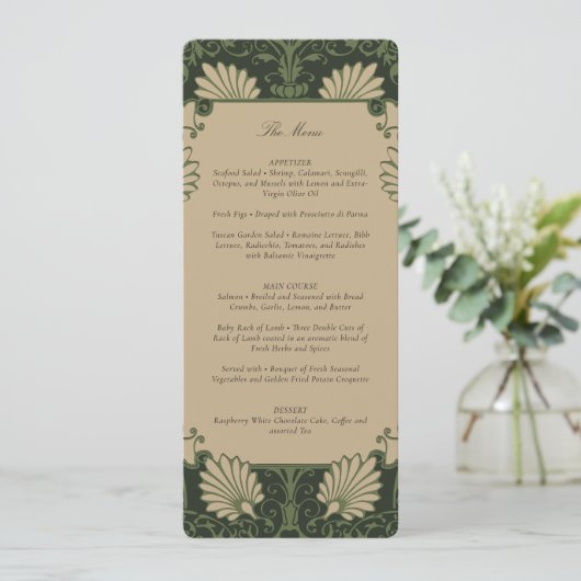  Art Deco Bruiloft Menu Kaart (Staand voorkant)