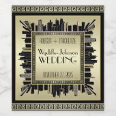 Art Deco Bruiloft Mousserende Wijn Goud Gatsby Gla Etiket (Enkel label)