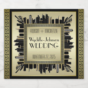 Art Deco Bruiloft Mousserende Wijn Goud Gatsby Gla Sparkling Wijnetiket