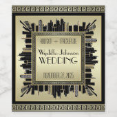Art Deco Bruiloft Mousserende Wijn Goud Gatsby Gla Wijn Etiket (Enkel label)