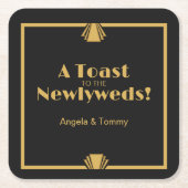 Art Deco bruiloft onderzetters | Gepersonaliseerde (Voorkant)