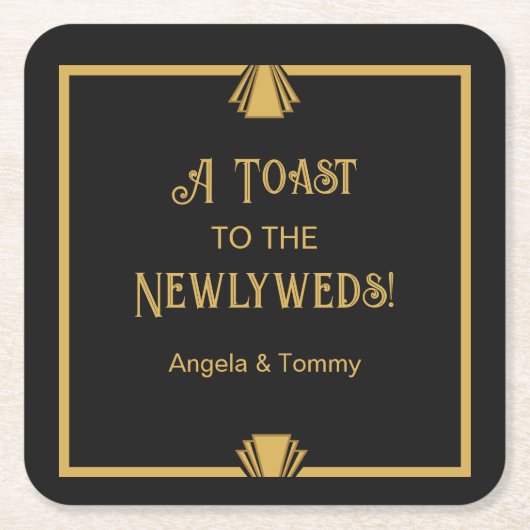 Art Deco bruiloft Onderzetters | Gepersonaliseerde (Voorkant)