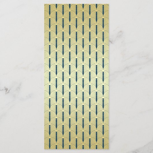 Art Deco Bruiloft Receptie Diner Goud Blauw Voedse Menu (Achterkant)