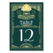 Art Deco Bruiloft Receptie Diner Party Goud Groen Kaart (Achterkant)