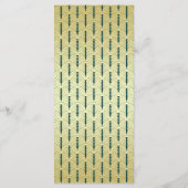 Art Deco Bruiloft Receptie Diner Party Goud Groen Menu (Achterkant)