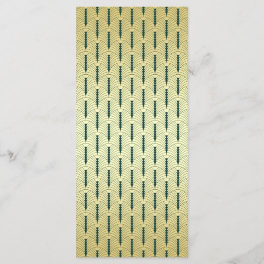 Art Deco Bruiloft Receptie Diner Party Goud Groen Menu (Achterkant)