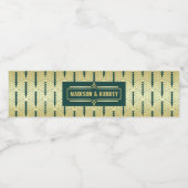 Art Deco Bruiloft Receptie Diner Party Goud Groen Waterfles Etiket (Enkel label)