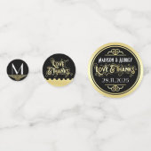 Art Deco Bruiloft Receptie Diner Party Goud Zwart Confetti (Voorkanten)