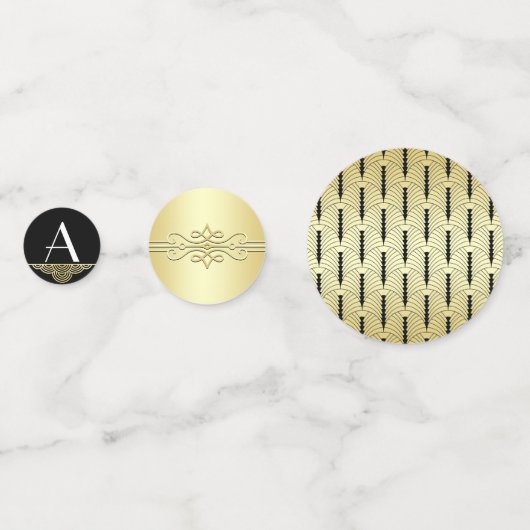 Art Deco Bruiloft Receptie Diner Party Goud Zwart Confetti (Achterkanten)