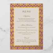 Art Deco Bruiloft Receptie Menu Goudfolie Kaart (Voorkant)