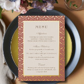 Art Deco Bruiloft Receptie Menu Goudfolie Kaart