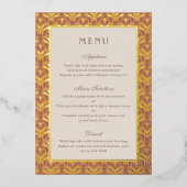 Art Deco Bruiloft Receptie Menu Goudfolie Kaart (Voorkant)