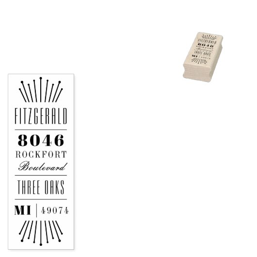 Art Deco Bruiloft Retouradres Custom Rubberstempel (Gestempeld)