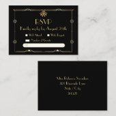 Art Deco Bruiloft RSVP Flat Note Kaart Notitiekaartje (Voorkant / Achterkant)