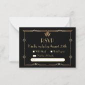 Art Deco Bruiloft RSVP Flat Note Kaart Notitiekaartje (Voorkant)