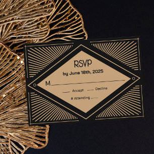 Art Deco Bruiloft RSVP Informatiekaartje