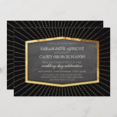ART DECO BRUILOFT UITNODIGEN goud sunburst krijtbo Kaart (Voorkant / Achterkant)