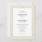  Art Deco bruiloft uitnodiging Ivoor Gold (Voorkant)