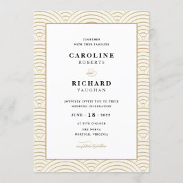 Art Deco bruiloft uitnodiging Ivoor Gold