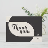  Art Deco Bruiloft Zwart Bone Bedankkaart (Staand voorkant)