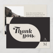 Art Deco Bruiloft Zwart Bone Bedankkaart (Voorkant / Achterkant)