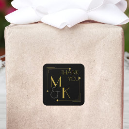 Art Deco Bruiloft Zwart Goud Dank u Sticker