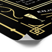 Art Deco Bruiloftsfeest Bar Wijn Bier Dranken Menu Poster (Hoek)