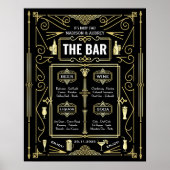 Art Deco Bruiloftsfeest Bar Wijn Bier Dranken Menu Poster (Voorkant)