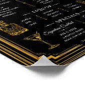 Art Deco Bruiloftsfeest Bar Wijn Bier Likeur Menu Poster (Hoek)