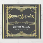 Art Deco Bruiloftsfeest Elegant Gouden Grijze Favo Bier Etiket (Enkel label)