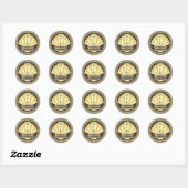 Art Deco Bruiloftsfeest Elegante Gouden Chocolade Ronde Sticker (Vel)