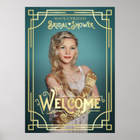 Art Deco Bruiloftsfeest Foto Welkom Turquoise