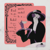 Art Deco Bruiloftsfeest Uitnodiging (Voorkant / Achterkant)