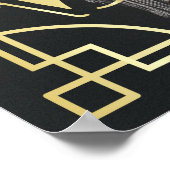Art Deco Bruiloftsfeestje Voeg uw foto toe Gouden Poster (Hoek)