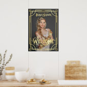 Art Deco Bruiloftsfeestje Voeg uw foto toe Gouden Poster (Keuken)