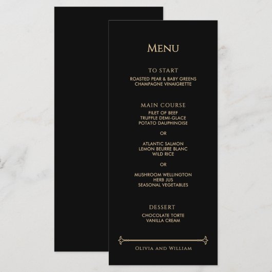 Art Deco Bruiloftsmenu uit het verleden Menu (Voorkant / Achterkant)