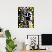 Art Deco Bruiloftsontvangst Welkom Goud Foto Poster (Thuiskantoor)