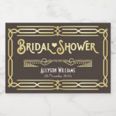 Art Deco Bruiloftsshower Gouden Chocolade Favor Sparkling Wijnetiket (Enkel label)