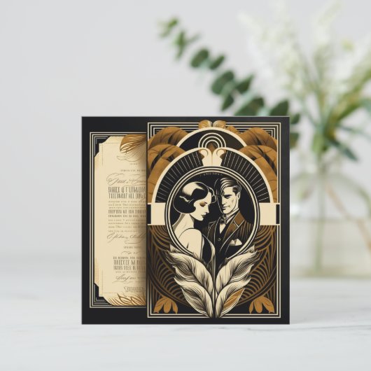 Art Deco bruiloftthema Kaart (Staand voorkant)