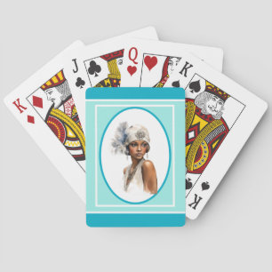 Art Deco Bruine Meisje Flapper Pokerkaarten