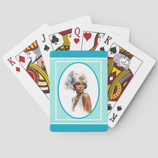 Art Deco Bruine Meisje Flapper Pokerkaarten (Achterkant)
