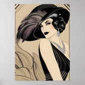 Art deco  brullen 20s Meisje Muur Poster (Voorkant)