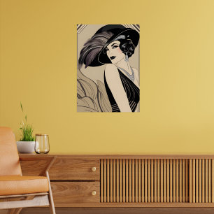 Art deco  brullen 20s Meisje Muur Poster