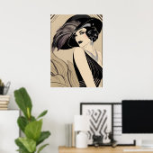 Art deco  brullen 20s Meisje Muur Poster (Thuiskantoor)