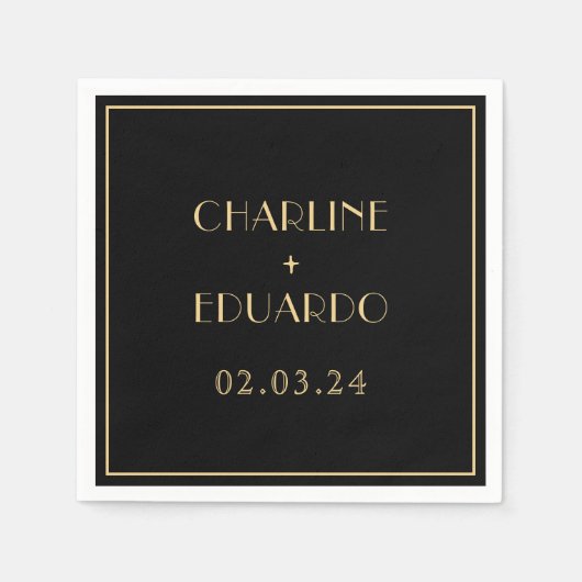 Art deco brullende 20s bruiloft servet (Voorkant)