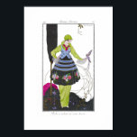 Art Deco Brunelleschi Mode Bord Poster<br><div class="desc">Umberto Brunelleschi Costumes Parisiens 1914 Mode Bord Hier is een paar mooie vrienden! Stijlvol en geavanceerd, maar met een beetje plezier. Een Parisiaanse dame in jurk op de hoge mode van de dag met een wit geplummerde lavendel die op haar vinger werd geduwd. Geweldig kunstdecopalet van zwart, fuchsia roze, kalkgroen,...</div>