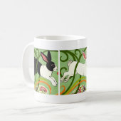 Art Deco Bunny Rabbit Dutch Gray White Green Koffiemok (Voorkant links)